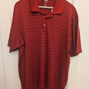 adidas Red and Black Striped Polo Shirt